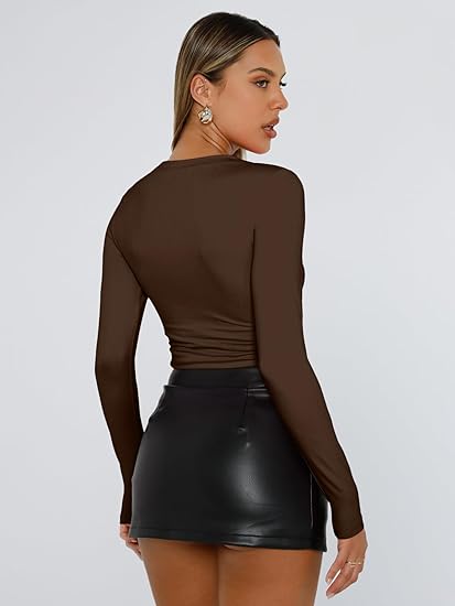 Womens Long Sleeve T Shirts Fall Fashion 2025 Basic Crop Tops Going Out Outfits Y2k Clothes