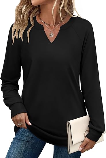 Womens Long Sleeve Shirts 2025 Fall Tunic Tops Crewneck Blouses Print