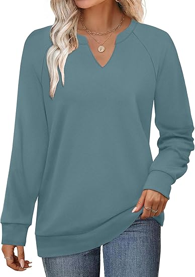 Womens Long Sleeve Shirts 2025 Fall Tunic Tops Crewneck Blouses Print