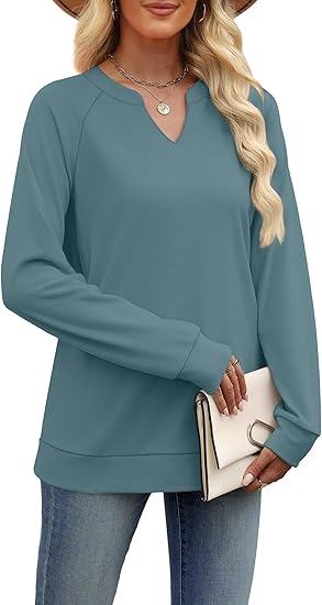 Womens Long Sleeve Shirts 2025 Fall Tunic Tops Crewneck Blouses Print