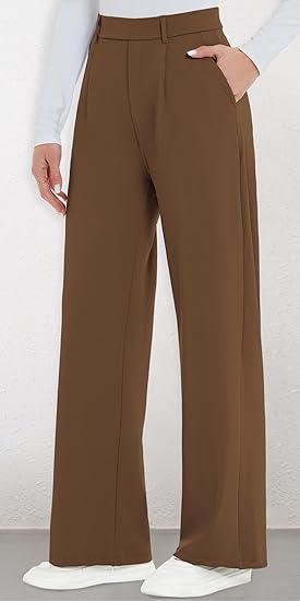 Wide Leg Pants Woman Stretchy Work Dress Pants Women Pull on Business Casual Slacks Trousers Fall Outfits