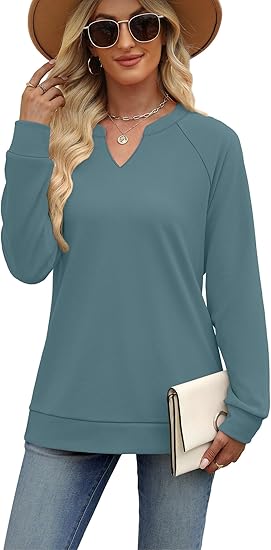 Womens Long Sleeve Shirts 2025 Fall Tunic Tops Crewneck Blouses Print