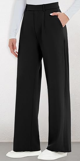 Wide Leg Pants Woman Stretchy Work Dress Pants Women Pull on Business Casual Slacks Trousers Fall Outfits
