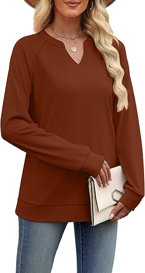 Womens Long Sleeve Shirts 2025 Fall Tunic Tops Crewneck Blouses Print