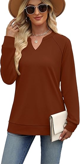 Womens Long Sleeve Shirts 2025 Fall Tunic Tops Crewneck Blouses Print