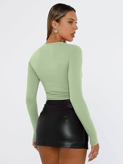 Womens Long Sleeve T Shirts Fall Fashion 2025 Basic Crop Tops Going Out Outfits Y2k Clothes