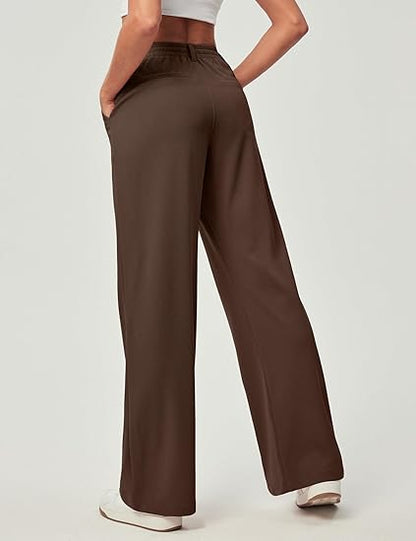 Wide Leg Pants Woman Stretchy Work Dress Pants Women Pull on Business Casual Slacks Trousers Fall Outfits