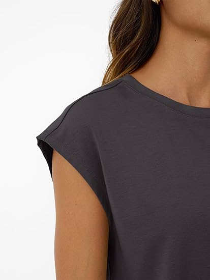 Womens Crew Neck Two Piece short Sets Cap Sleeve Drawstring Summer Sweatsuit with Pocket