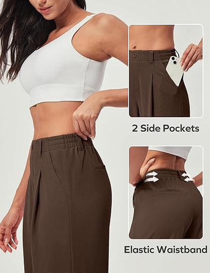 Wide Leg Pants Woman Stretchy Work Dress Pants Women Pull on Business Casual Slacks Trousers Fall Outfits